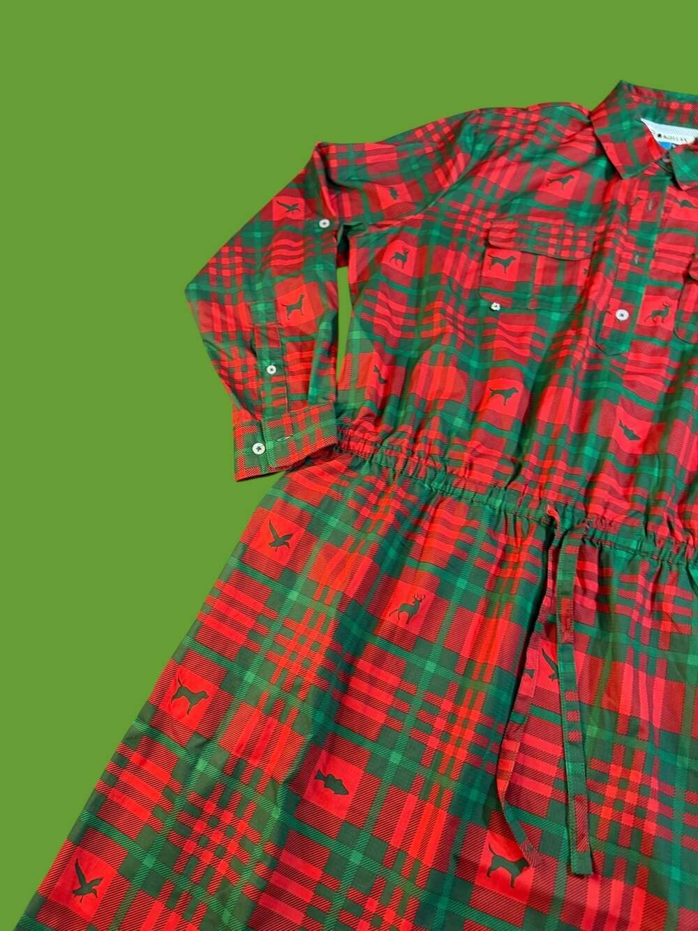 Magellan Outdoors Women's Fish Gear Plaid Christmas Animal Print Shirt Dress XXL - Picture 5 of 11